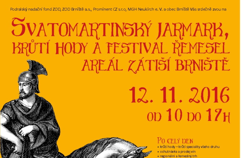 Svatomartinský jarmark, krůtí hody a trh řemesel pořádají v Brništi